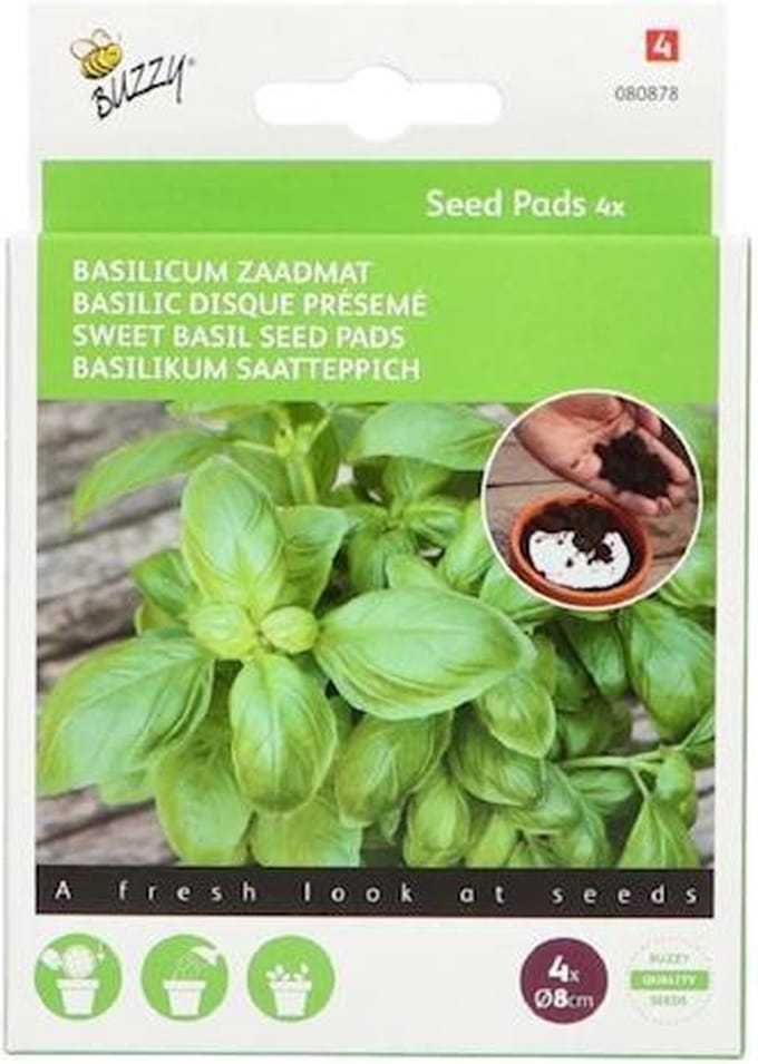 Buzzy zaden - Seedpads Basilicum 4 st