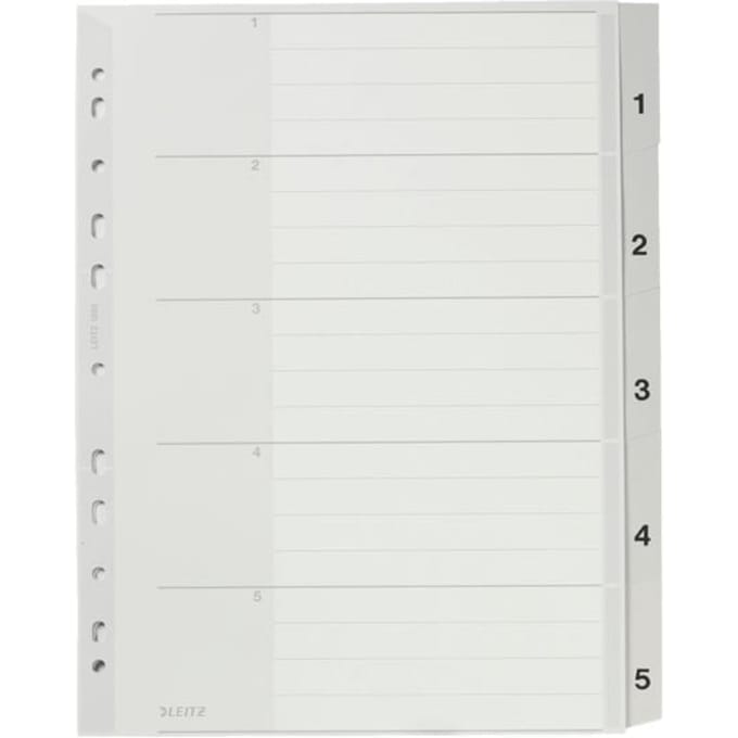 LEITZ® kunststof indexbladen, cijfers 1-5 (5 bladen),  nr. 1283