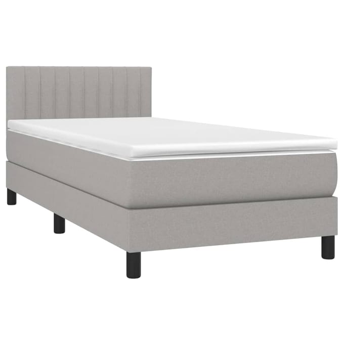 vidaXL - Boxspring - met - matras - en - LED - stof - lichtgrijs - 80x200 - cm