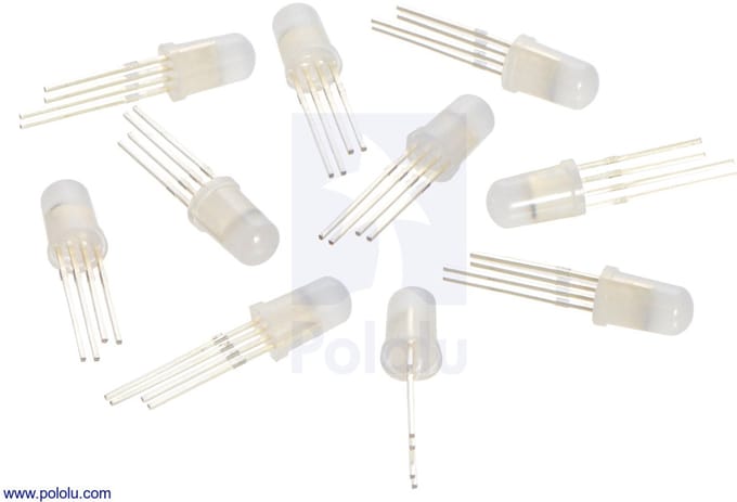 Addressable Through-Hole 5mm RGB LED met Diffuse Lens, WS2811 Driver (10-Pack) Pololu 2535
