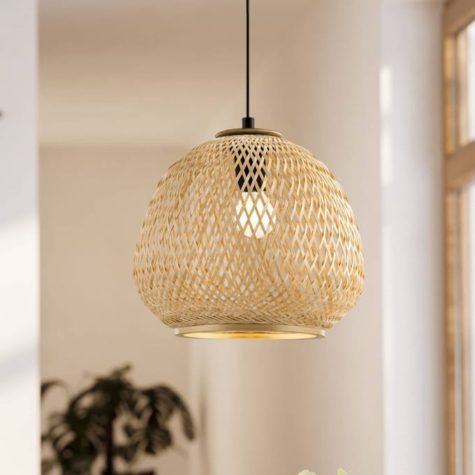 EGLO Dembleby Hanglamp - E27 - Ø 32 cm - Zwart/Hout