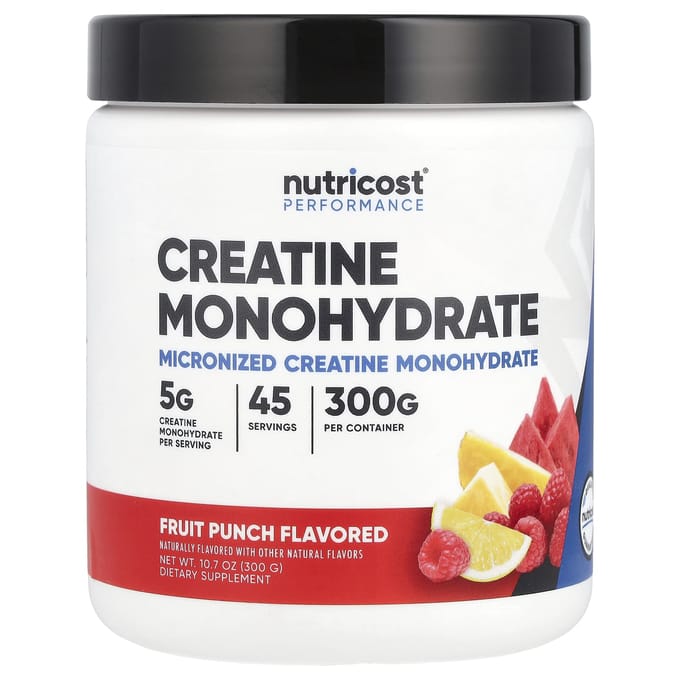 Nutricost, Performance Athlétique, Monohydrate de Créatine, Punch aux Fruits, 10,7 oz (300 grammes)