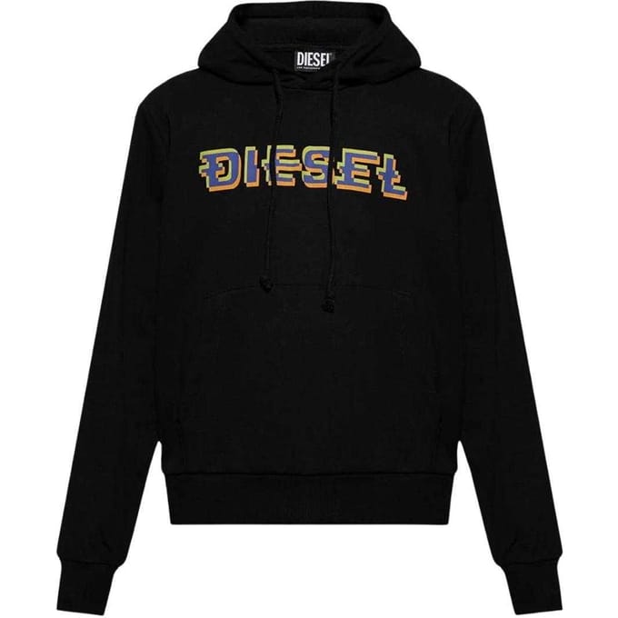 Diesel Mannen Pixel Logo Hoodie (Zwart)