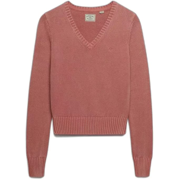 Dames V-hals T-shirt verwasht Superdry