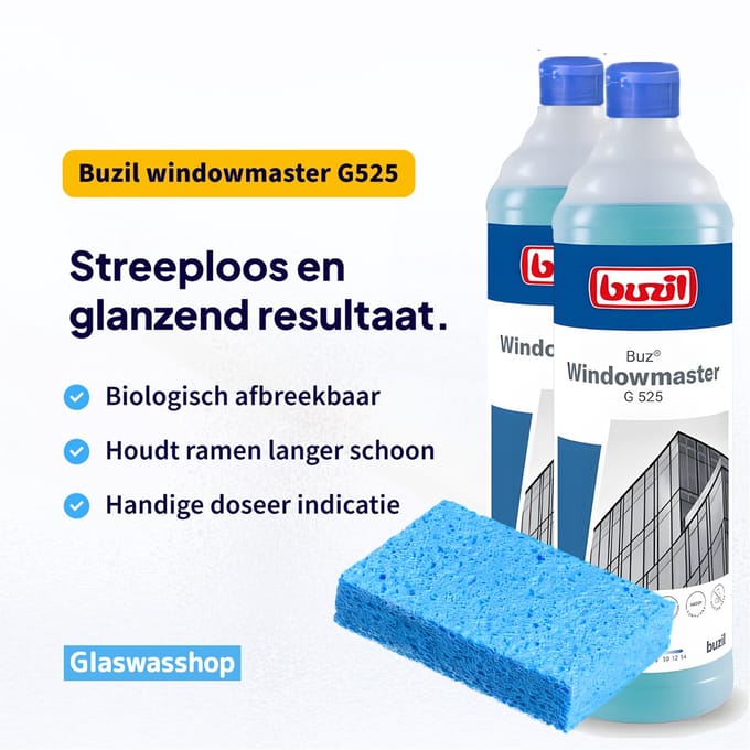Glaswasshop - Buzil Windowmaster G 525 - 2 stuks - incl. spons