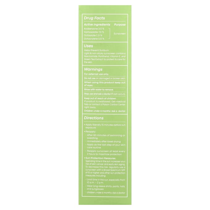 TonyMoly Groene Thee Superlichte Dagelijkse Bescherming, SPF 50, 50ml (1,69 fl oz) beige