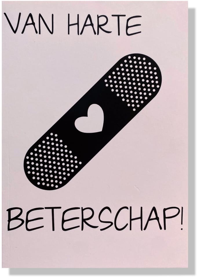 Van Harte Beterschap wenskaart - 12x17cm - Gevouwen kaart inclusief envelop - Beterschapskaart