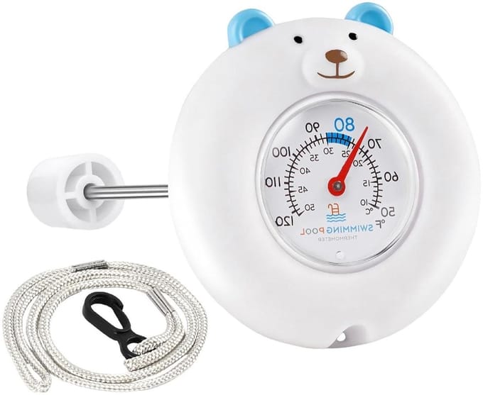 Zwembadthermometer Beer - Drijvende meter - Temperatuur meten - Groot display - 17.5 cm - Wit