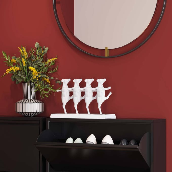 KARE Dansende koeien decoratief beeldje, wit, polyresin, hoogte 23 cm