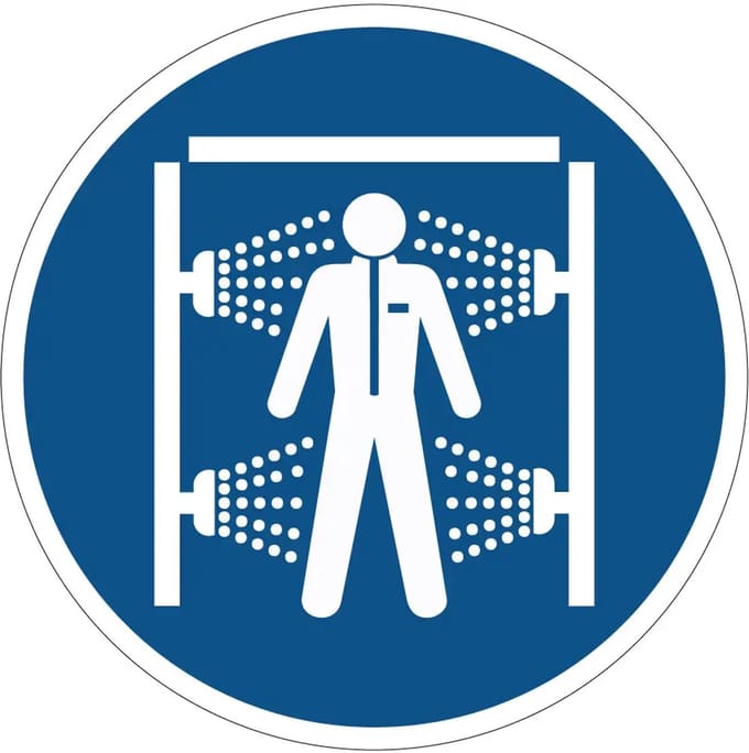Decontaminatiedouche verplicht gebodssticker - M072 | 30 cm