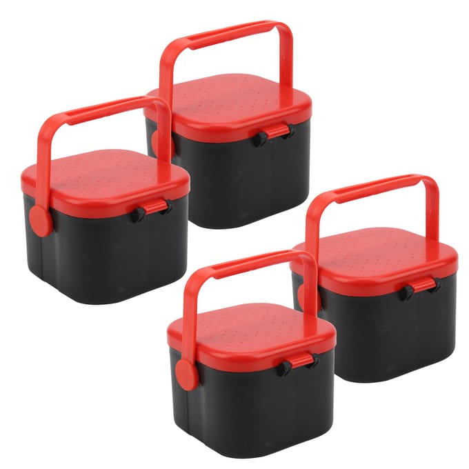 4 stuks Draagbare Plastic Vis Aas Houder Doos Worm Regenworm Aas Opbergkoffer met Clip black