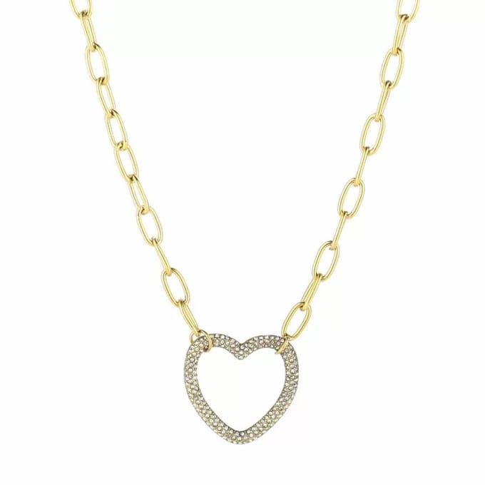 Bijoutheek Collier Schakel Hart Zirkonia Goud