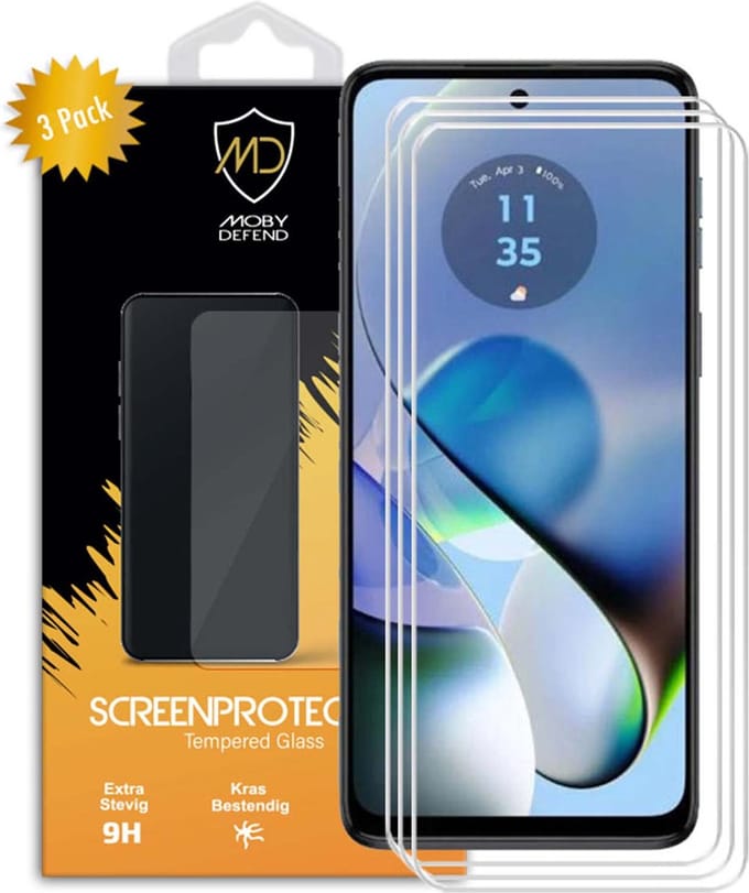 3-Pack MobyDefend Screenprotectors - Geschikt voor Motorola Moto G54 - Case-Friendly Screensaver - Gehard Glas