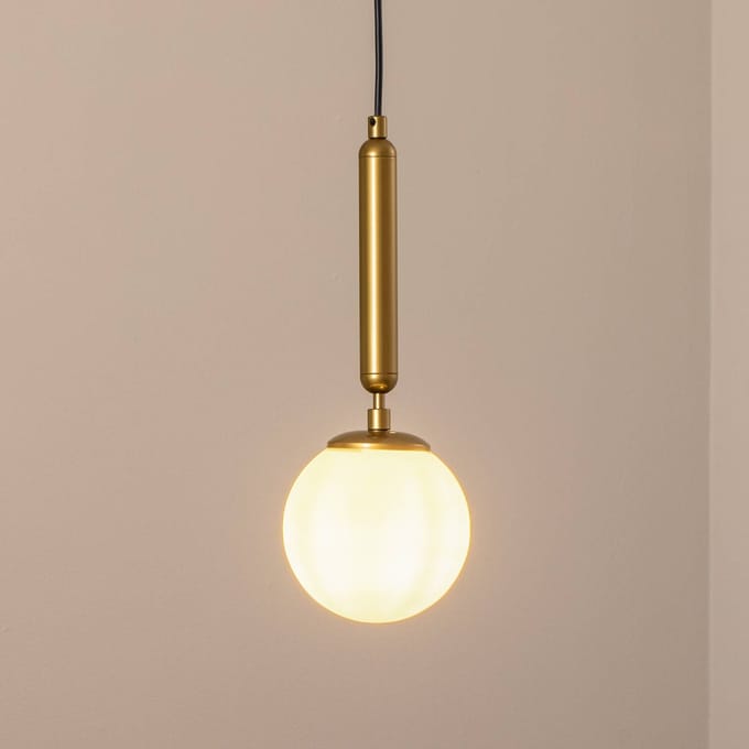 Opviq Hanglamp King, goud/opaal, glas, Ø 15 cm, E14