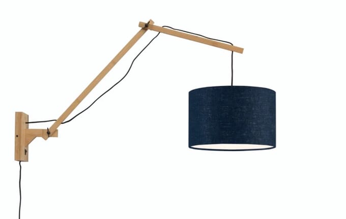 Good&Mojo Bamboe LED Wandlamp Andes | 1X E27 Max 40W | Blue Denim