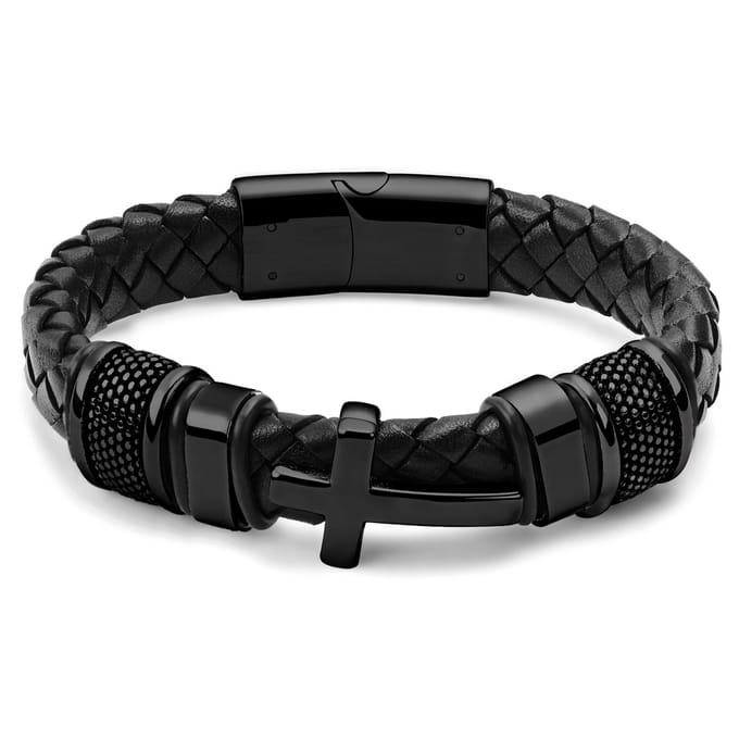 Lucleon - Heren - Leer Armband - Zwart