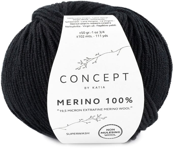 Katia Concept Merino 100% - 02 zwart - Wol Garen