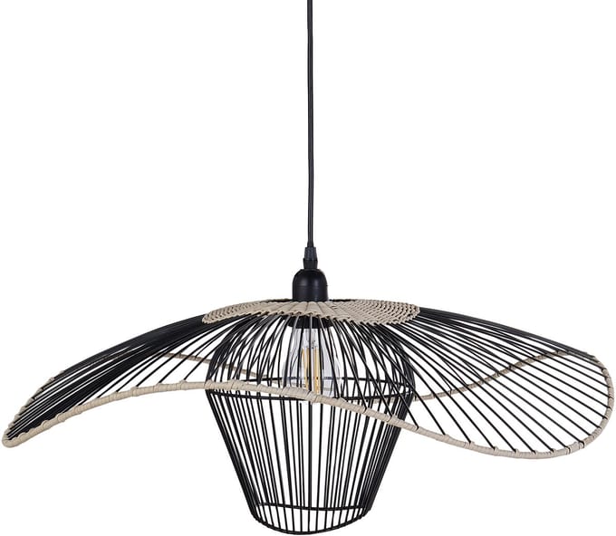 LUNGA - Hanglamp - Zwart - Rotan