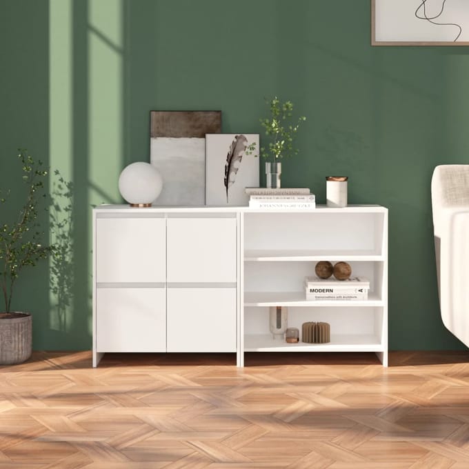 vidaXL - 2 - st - Dressoirs - bewerkt - hout - wit