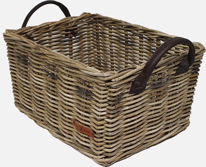 WICKED kratmand - Grijs - met leren hengsels - 40L