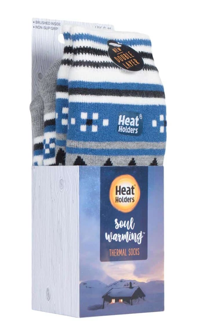 Heat Holders - Nordic pantoffelsokken voor heren - Grijs / Denim