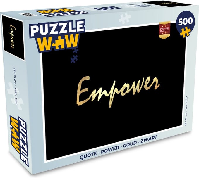 Puzzel Quote - Power - Goud - Zwart - Legpuzzel - Puzzel 500 stukjes