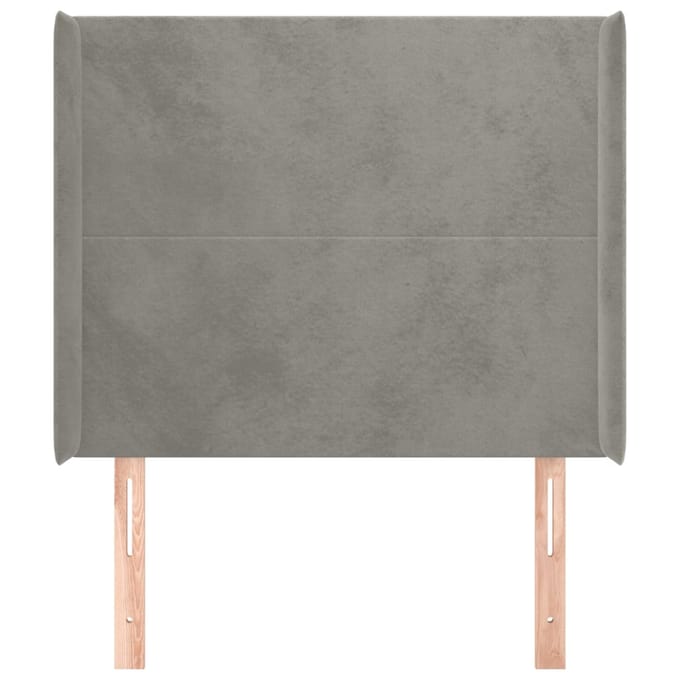 vidaXL - Hoofdbord - met - randen - 93x16x118/128 - cm - fluweel - lichtgrijs