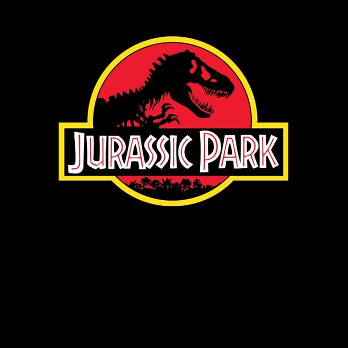 Classic Jurassic Park Logo Men's T-Shirt - Black - M