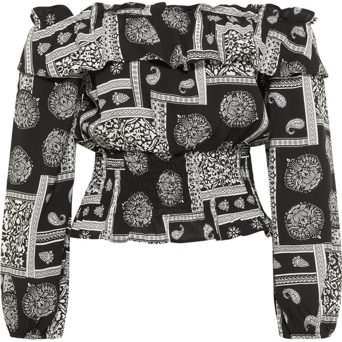 IZIA carmen blouse Dames zwart wit
