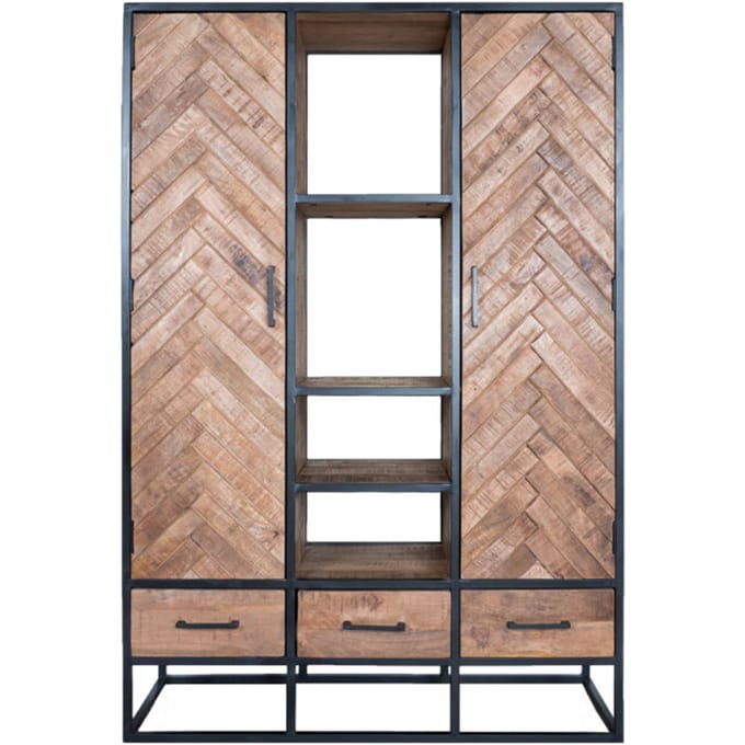 Kast Raya Visgraat - Bruin Mangohout - 180 x 120 cm - Industrieel