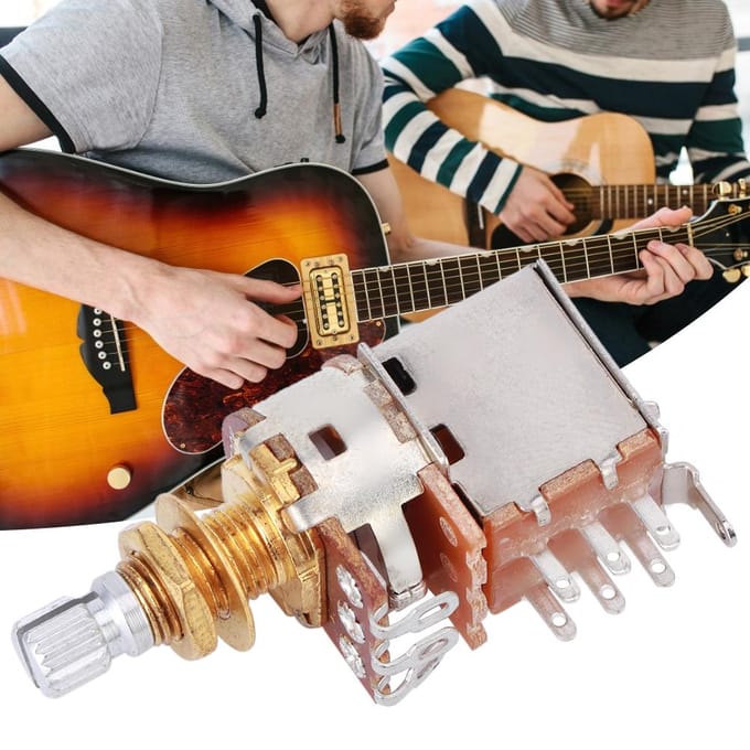 Gitaar Control Pot Toon Potentiometer Elektrische Gitaar Bas Push Pull 18mm Aslengte a500kGoud white