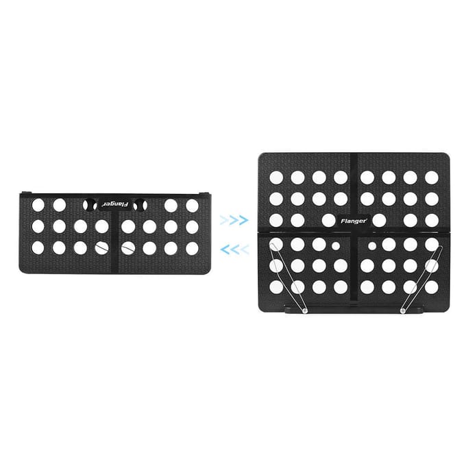 Support de trépied pliable pour partition de musique Flanger FL05R en alliage d'aluminium avec noir