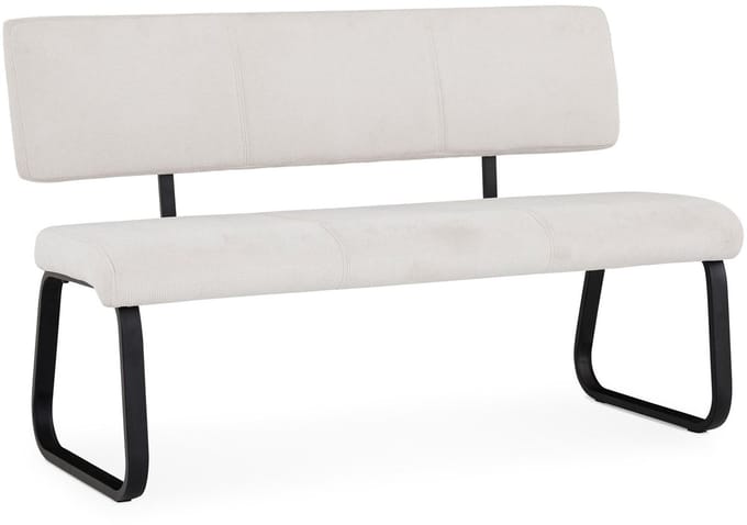 Eetkamerbank VILAS met stoffen bekleding – crèmewit