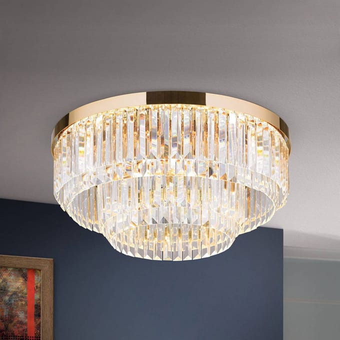 ORION LED plafondlamp Prism, goud, Ø 55 cm