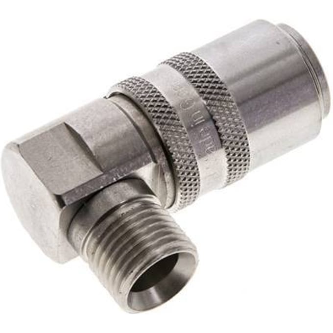 RVS DN 9 Tempereerkoppeling Snelkoppeling M16x1.5 Buitendraad 90-deg
