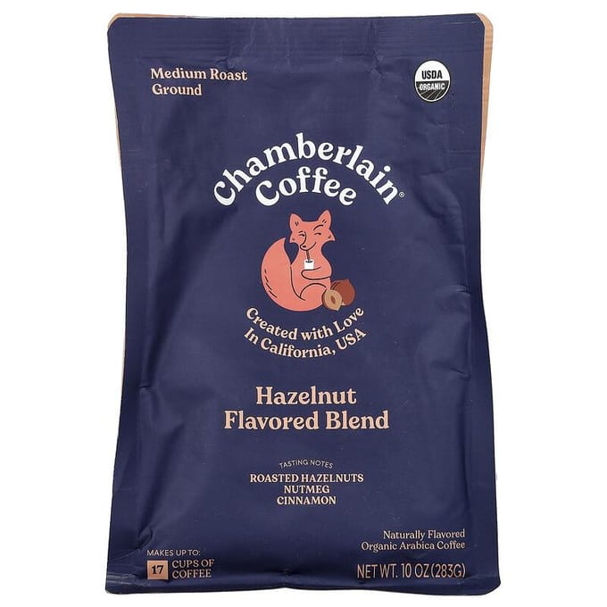 Chamberlain Coffee, Mélange Noisette Renard Spirituel, Café Moulu, Torréfaction Moyenne, 12 oz (340 g) gray