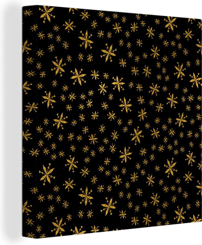 Canvas Schilderij Kerst - Sneeuwvlok - Goud - 20x20 cm - Wanddecoratie