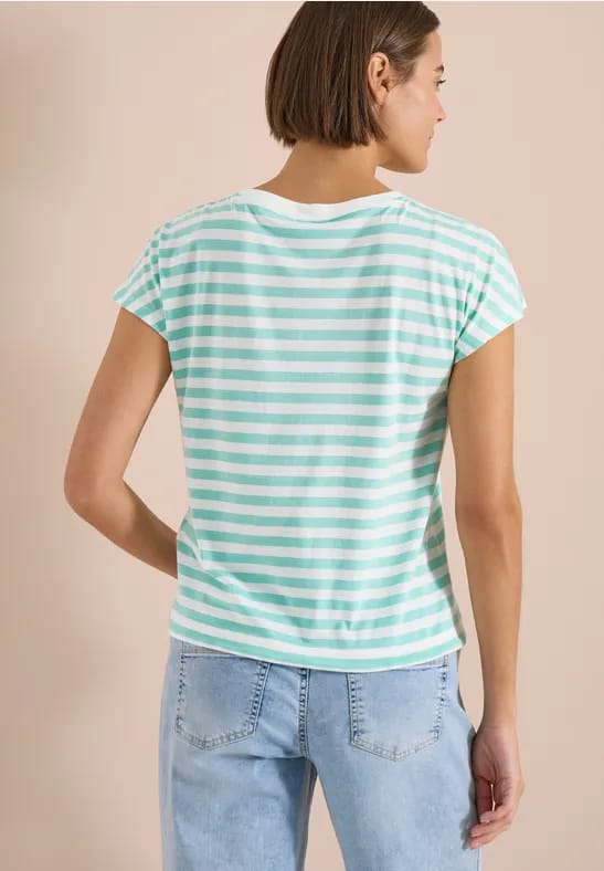 Shirt met boothals en strepen