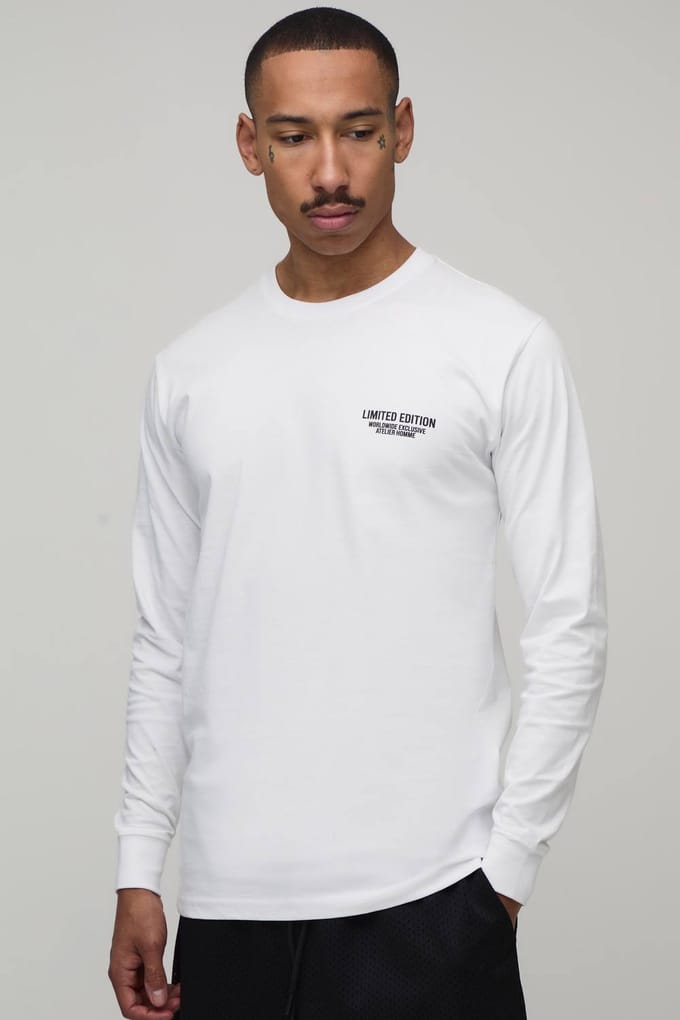Limited Edition Regular Fit T-shirt Met Lange Mouwen | White | Size Medium