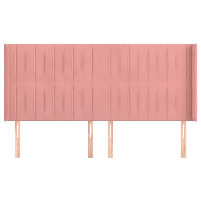 vidaXL - Hoofdbord - met - randen - 203x16x118/128 - cm - fluweel - roze