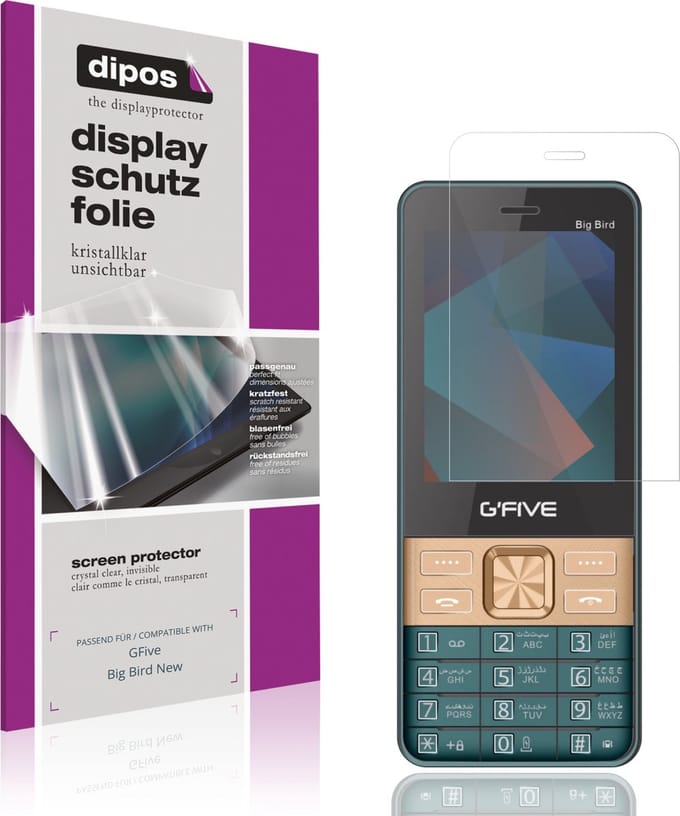 dipos – 4x Beschermfolie geschikt voor GFive Big Bird New | Krasbestendige & heldere Screenprotector Ultra-Thin