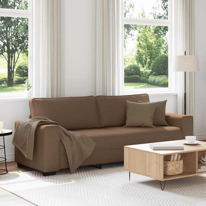 vidaXL 3-zitsbank bruin 220x77x82 cm stof