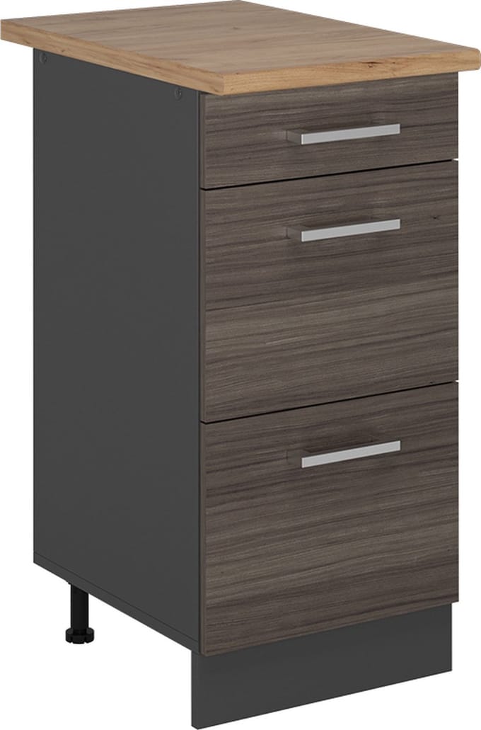 Vicco R-Line Keukenonderkast – 40 cm met laden, WB Eik Edel grijs