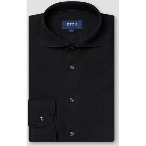 Eton Overhemd Denim Twill Garment Washed Zwart / male