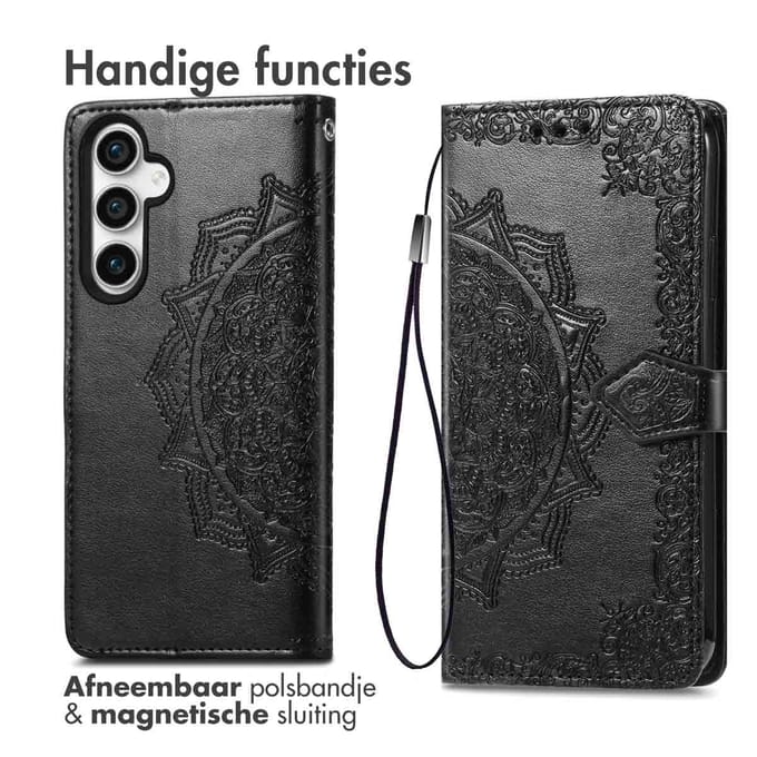 imoshion Hoesje - Geschikt voor Samsung Galaxy S23 FE - Mandala Bookcase - Zwart