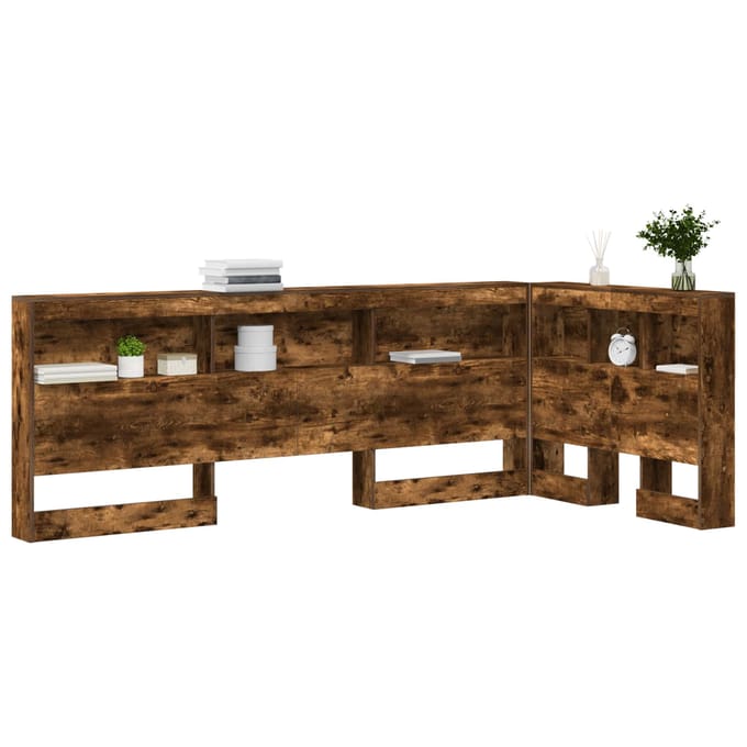 vidaXL - Opberghoofdbord - Rook - Eiken - Bewerkt - hout
