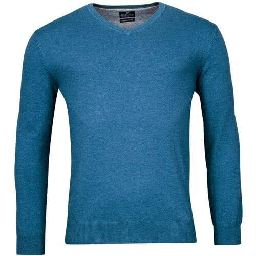 Baileys Trui Uni V-Neck Cotton Single Knit Denim Blue / male