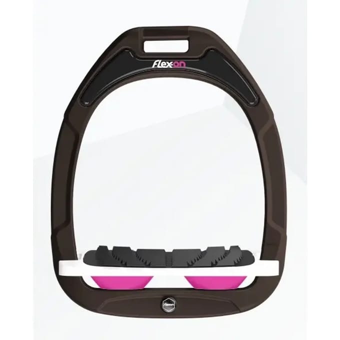 Gecurvde stijgbeugels bruin/wit/roze Flex-On Green Composite