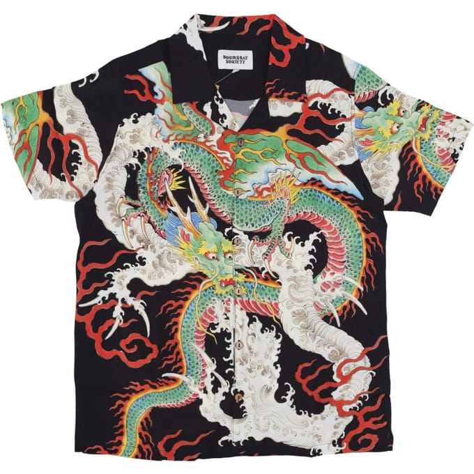 Herenshirt met korte mouwen en waterdraak met all-over print