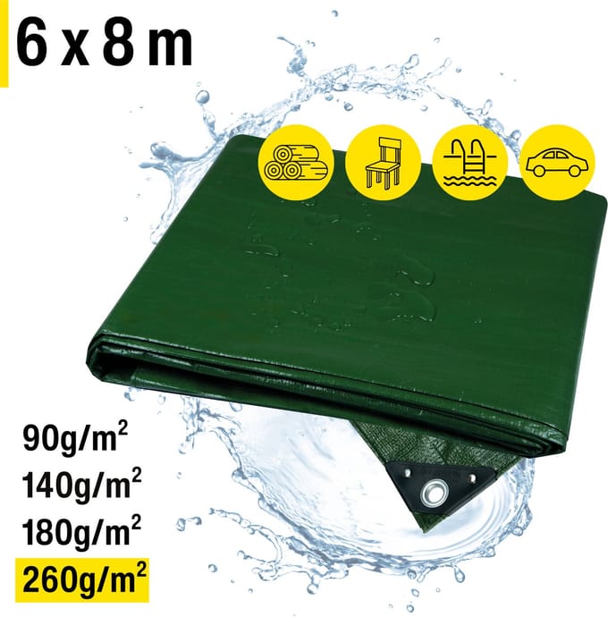 Horizont - Afdekzeil Ultra Sterk - 6 x 8 m - 260 g/m² - Groen